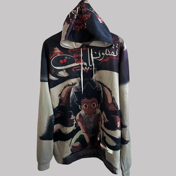 Anime Sweatshirt Hoodie Adults 3XL Hunter X Hunter All Over Print Pullover Mens - Picture 1 of 9